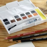 Akvarellfesték készlet - Derwent Shadow and Tone Mixed Media készlet 12+6