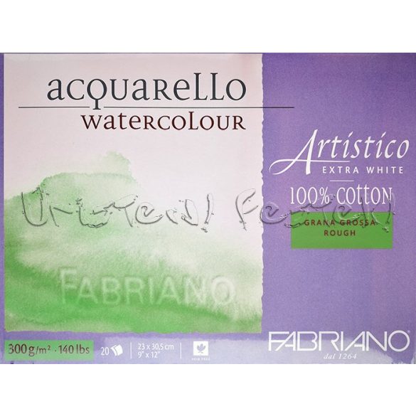 Akvarelltömb FABRIANO Watercolour Artistico Extra White, 100% cotton, Grana Grossa, Rough - 300g, 20