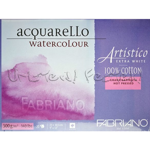 Akvarelltömb FABRIANO Watercolour Artistico Extra White, 100% cotton, Grana Satinata, Hot Pressed - 