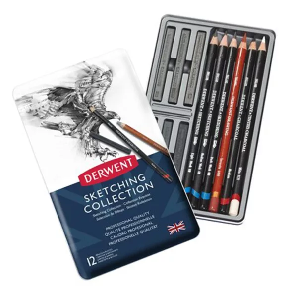 Ceruzakészlet, Derwent Sketching Collection - Skiccválogatás fémdobozban - 12db