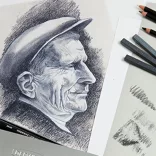 Ceruzakészlet - Derwent Charcoal szénceruza fém ceruzatartóban - 6db