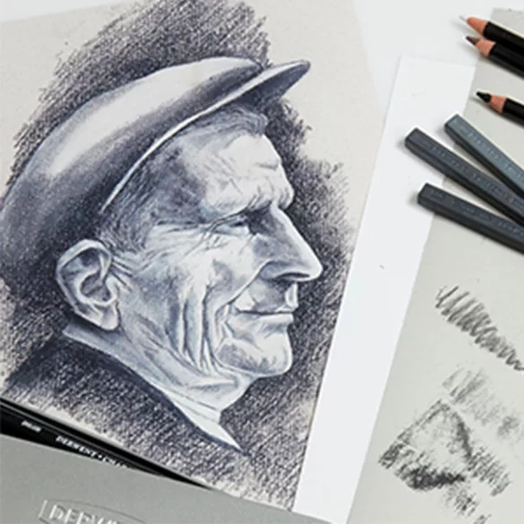 Ceruzakészlet - Derwent Charcoal szénceruza fém ceruzatartóban - 6db