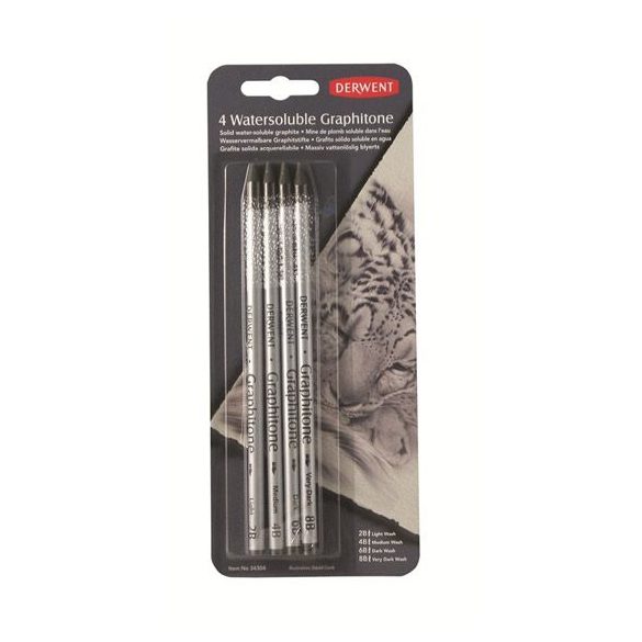 Graphite set - Derwent Watersoluble Graphitone, water soluble 4 pcs