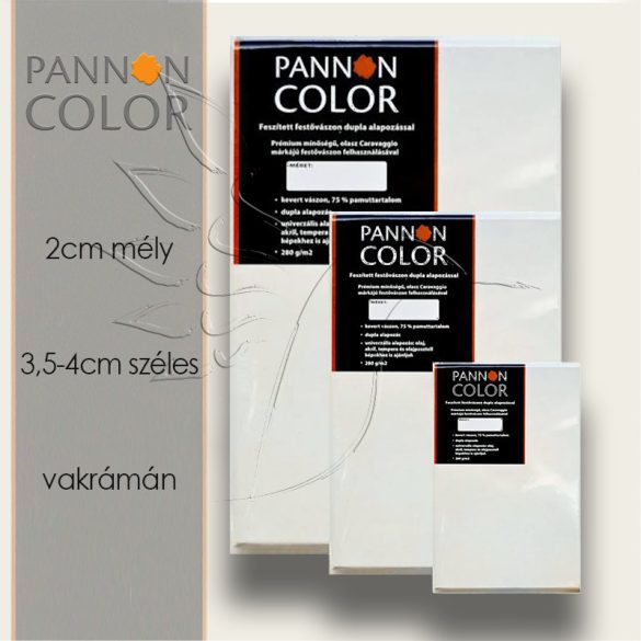 Festővászon - Pannoncolor Alapozott, Feszített, 20x30cm-es 2cm mély, 3,3cm széles vakrámán