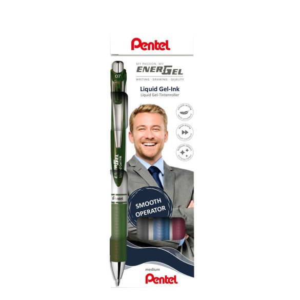 Pentel zselés rollertoll szett EnerGel 0,35 mm 4 db- os - fekete, sötétkék, burgundi, sötétzöld