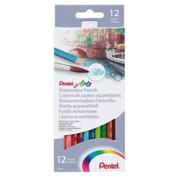 Pentel hatszögletű aquarell színesceruza 12 szín 