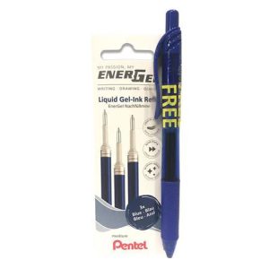 Pentel zseléstollbetét csomag, 3 db 0,35 mm - Kék - Pentel Energel tollakhoz - Plusz Ajéndék BL107 Toll