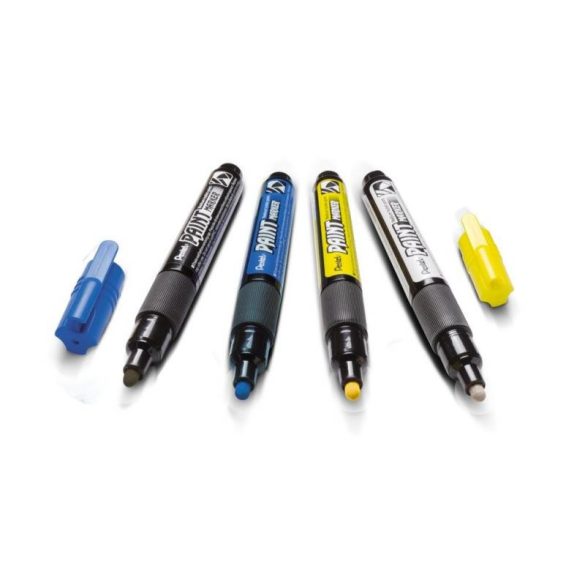 Pentel lakkmarker kerek hegyű 2,0 mm  - 4 db-os szett: fekete, kék, sárga, fehér