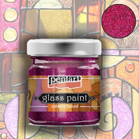 Pentart Glass Paint - solvent based 30ml - Glittering pink 