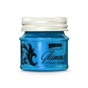 Textilfesték - Pentart Glamour Fabric Paint 50ml - Kékezüst