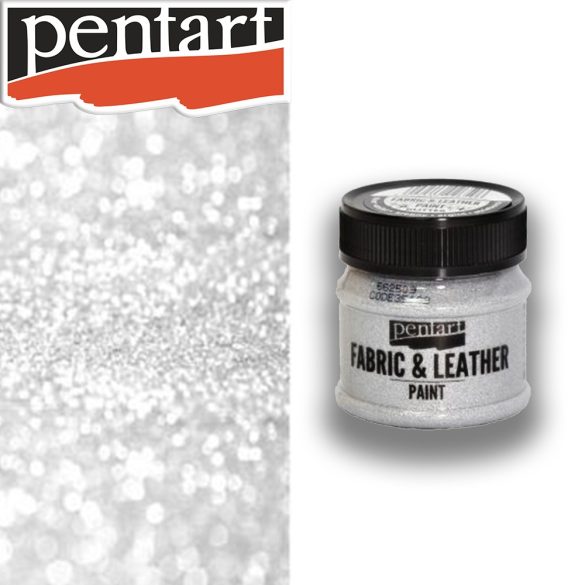 Textil- és Bőrfesték - Pentart Fabric & Leather Paint 50ml - Glitteres ezüst