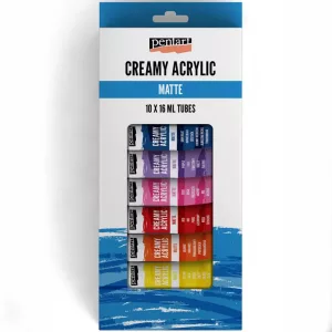 Pentart Creamy Acrylic Paint Set, MATTE, in tube - 10x16ml