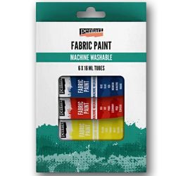 Pentart Fabric Paint Set, Machine Washable, 6x16ml
