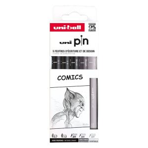 Uni Pin Drawing and Writing Felt-Tip Pens - 5pcs - Comics