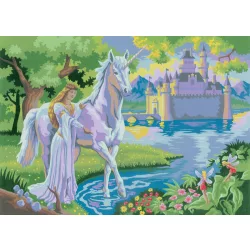   Kifestő készlet akrilfestékkel, ecsettel, gyerekeknek 11 éves kortól - 30x40 cm - Tündér kastély