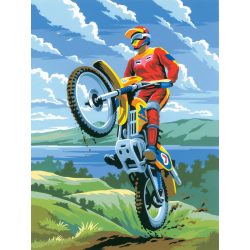   Kifestő készlet akrilfestékkel, ecsettel, gyerekeknek 8 éves kortól - 20x25 cm - Motocross - Újra kapható!