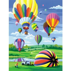   Kifestő készlet akrilfestékkel, ecsettel, gyerekeknek 8 éves kortól - 20x25 cm - Hőlégballon