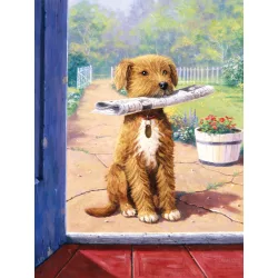   Kifestő készlet akrilfestékkel, ecsettel, gyerekeknek 8 éves kortól - 20x25 cm - Kutyus újsággal