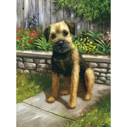   Kifestő készlet akrilfestékkel, ecsettel, gyerekeknek 8 éves kortól - 20x25 cm - Kutya a kertben