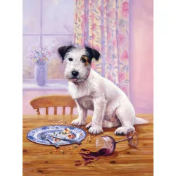   Kifestő készlet számokkal, ecsettel, gyerekeknek 8 éves kortól - 20x25 cm - Éhes kutya