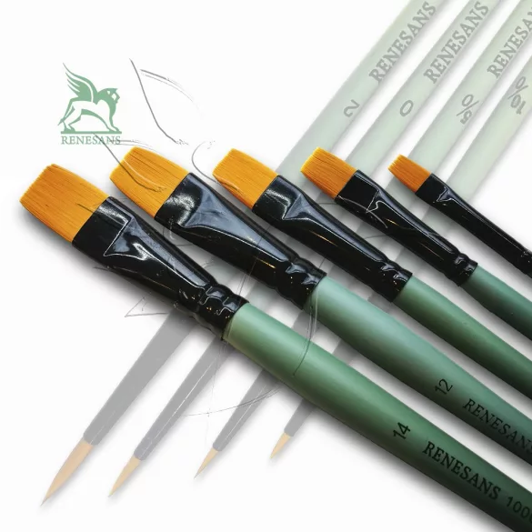 RENESANS Synthetic Gold Taklon Flat Brush Series 1006F - 8