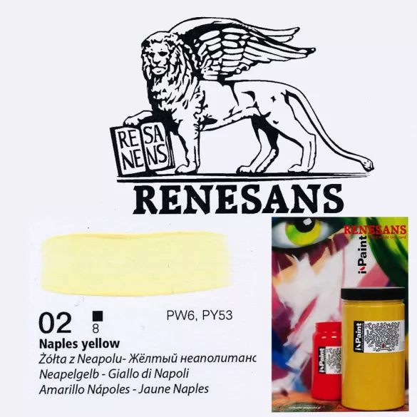 Akrilfesték - Renesans i-Paint Artist's Quality Fine Acrylic 500ml - Nápolyisárga