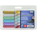 Marvy Uchida Set 6pcs Opaque Brush Marker,  Assorted Metallic