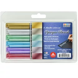   Marvy Uchida Set 6pcs Opaque Brush Marker,  Assorted Metallic