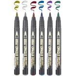 Marvy Uchida Set 6pcs Opaque Brush Marker,  Assorted Metallic