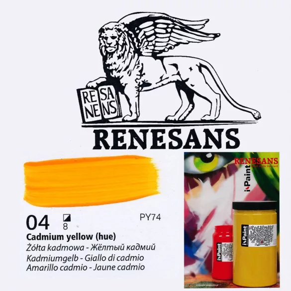 Akrilfesték - Renesans i-Paint Artist's Quality Fine Acrylic 500ml - Kadmiumsárga