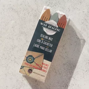 Manuscript Set of Sealing Wax Stick with wick, 3pc - Bronze/Silver/Gold