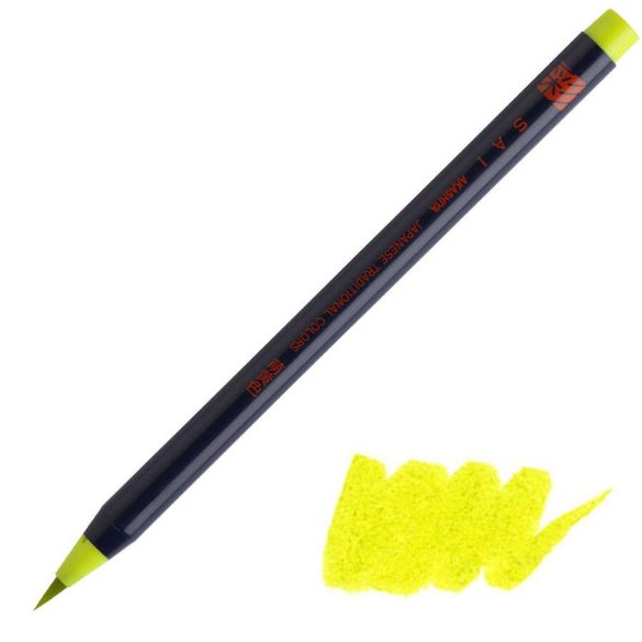 Akvarell ecsetvégű tustoll - Akashiya SAI Watercolor Brush Pen - Japanese Traditional - Yellow Green 