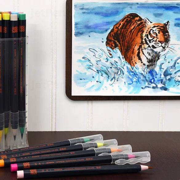 Akashiya Sai Watercolor Brush Pen - Yellow Green 