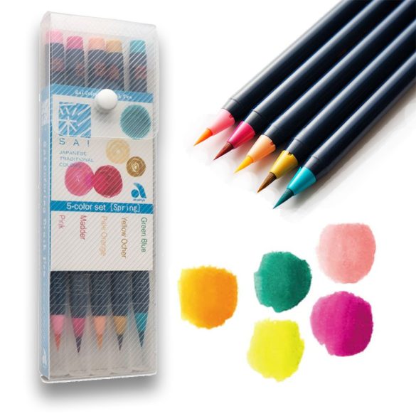 Ecsetfilc készlet - SAI Coloring Brush Pen 5 - ecsetvégű tustoll -Spring