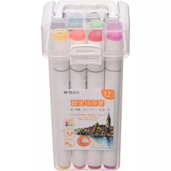 Filckészlet - Twin Type Alcohol-Based Ink Double Tip Art Marker Set (12pcs)