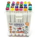 Kétvégű alkoholos marker készlet - Átlátszó füles dobozban - 24 db-os