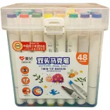 Kétvégű alkoholos marker készlet - Átlátszó füles dobozban - 24 db-os