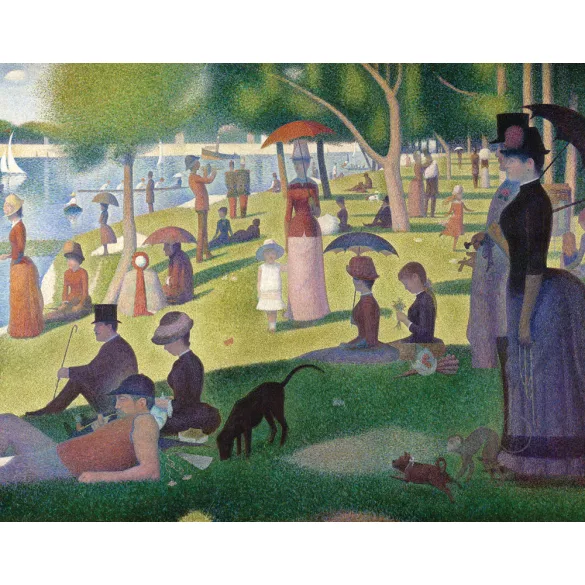 Kifestő készlet vászonra, akrilfestékkel, ecsettel, felnőtteknek - 23x31 cm - Georges Seurat: Vasárnap délután