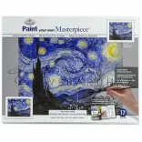 Kifestő készlet vászonra, akrilfestékkel, ecsettel, felnőtteknek - 23x31 cm - Van Gogh: Csillagos éjszaka