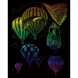   Képkarcoló készlet karctűvel - 20x25 cm - Szivárványos - Hőlégballon