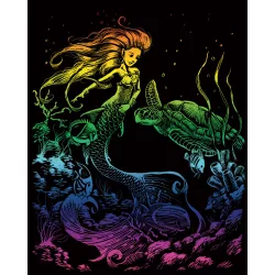   Képkarcoló készlet karctűvel - 20x25 cm - Szivárványos - Hableány