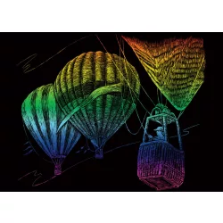   Képkarcoló készlet karctűvel - 13x18 cm - Szivárványos - Hőlégballon