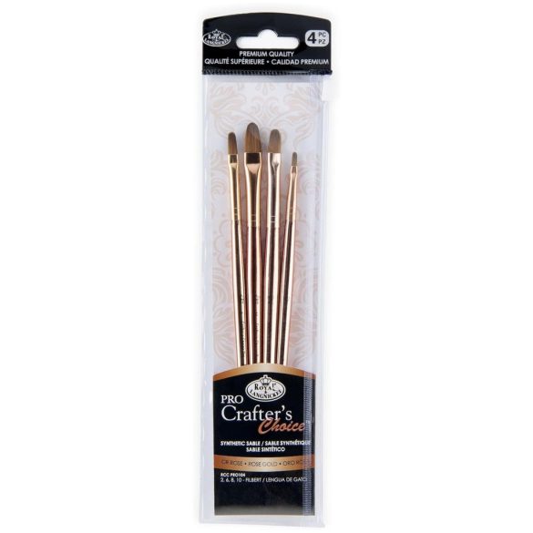 Ecsetkészlet, Szintetikus "Nyest" - Royal & Langnickel Pro "106" Crafter's Choice Brush - Filbert - Set - 4pcs