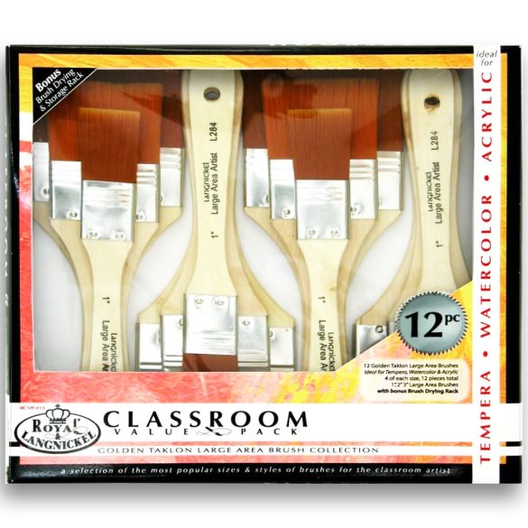 Ecsetkészlet, Oszlatóecset - Royal & Langnickel Classroom Value Pack Large Area Brush Set - 12pcs