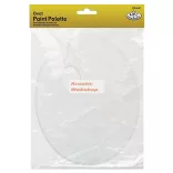 Paletta - fehér lapos ovális műanyag paletta, csomagolással - 17x23cm