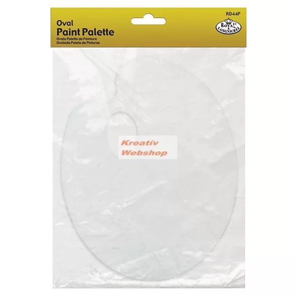 Paletta - fehér lapos ovális műanyag paletta, csomagolással - 17x23cm
