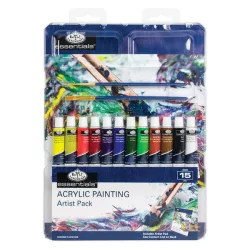   Tubusos akril készlet ecsetekkel és akriltömbbel - 9x12 ml