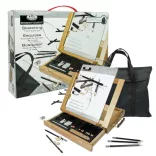 Grafikai készlet asztali állvánnyal - Royal & Langnickel Sketching Travel Easel Set 44pcs