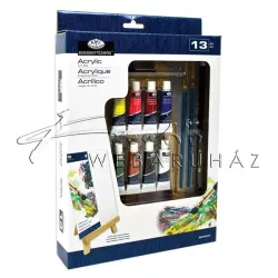   Akril festőkészlet kis asztali festőállvánnyal - Royal Acryl 13 részes szett