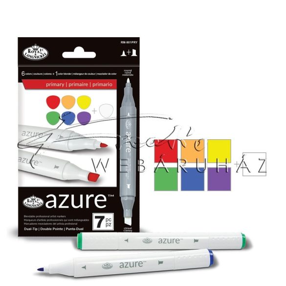 Filctoll készlet, AZURE Premium Marker, 6+1 db-os - Alapszínek